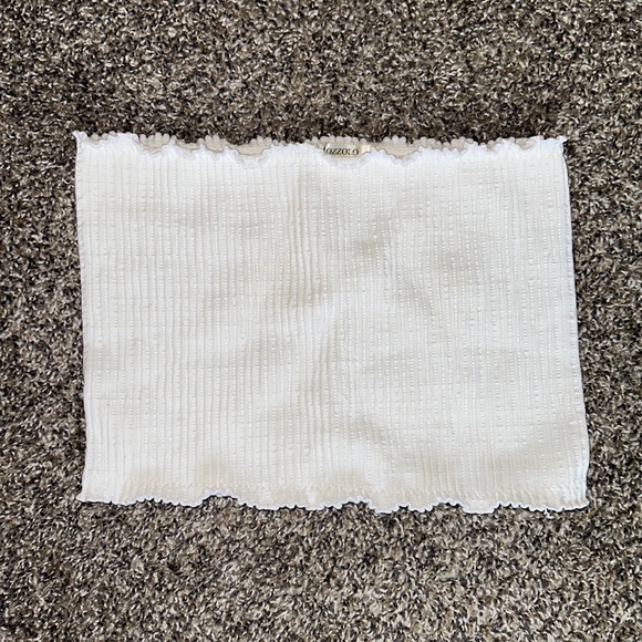 Bozzolo White Ribbed Tube Top - Picture 2 of 4